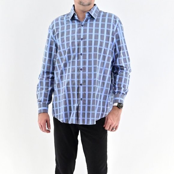 TASSO ELBA Men's Cotton Plaid Collared Shirt #BK12 - Picture 2 of 8